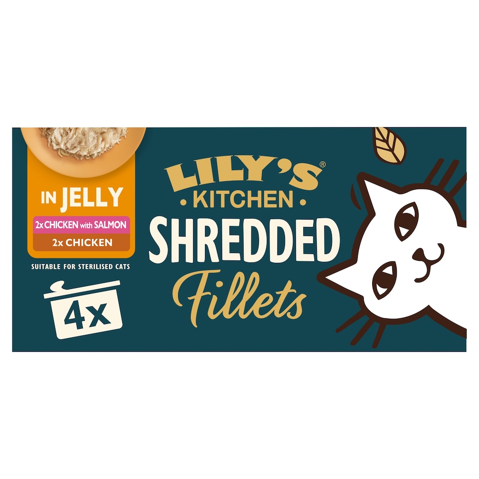 image 1 of LILY'S KITCHEN SHREDDED FILLETS IN JELLY CAT FOOD M/PACK 4x70g