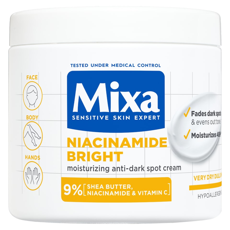 Mixa Niacinamide Bright hydratačný krém proti tmavým škvrnám, 400 ml