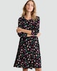 image 1 of F&F Christmas Print Long Sleeved Mini Dress in Multi Black
