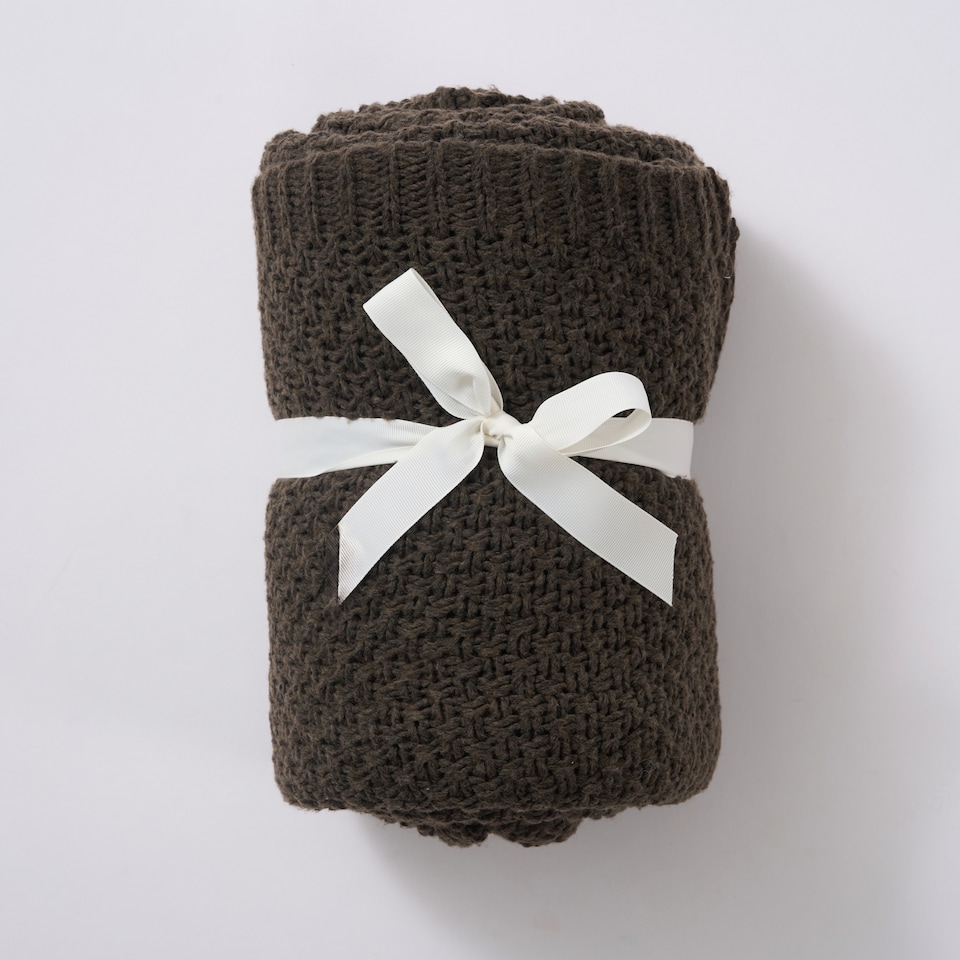 F&F Home Brown Bobble Knit Throw