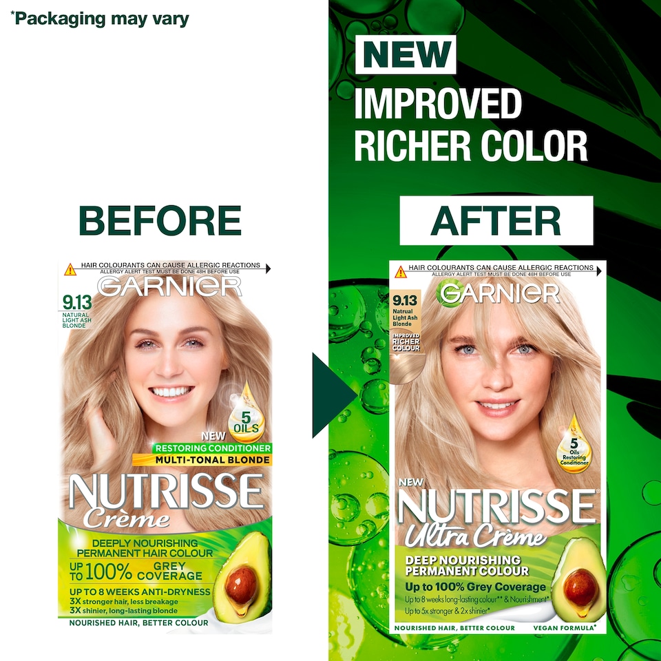 image 1 of Garnier Nutrisse 9.13 Natural Light Ash Blonde Permanent Hair Dye
