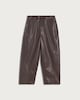 image 4 of F&F Faux Leather Barrel Leg Drawstring Trousers in Brown