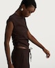 image 4 of F&F Crinkle Ruched Cap Sleeved Co-ord Top in Brown