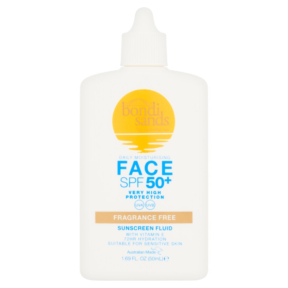 Bondi Sands Fragrance Free Face Sunscreen Fluid Spf50 50ml