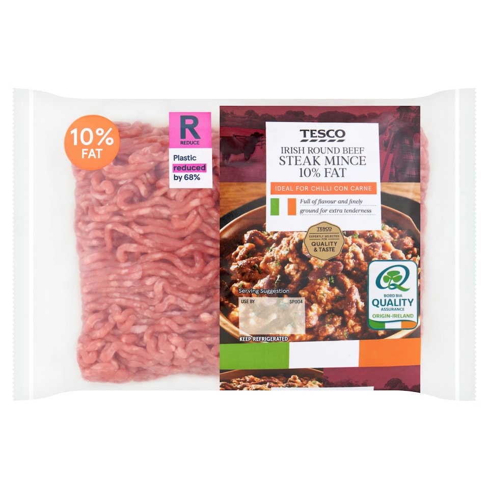 Tesco Round Steak Beef Mince 10% Fat 554G