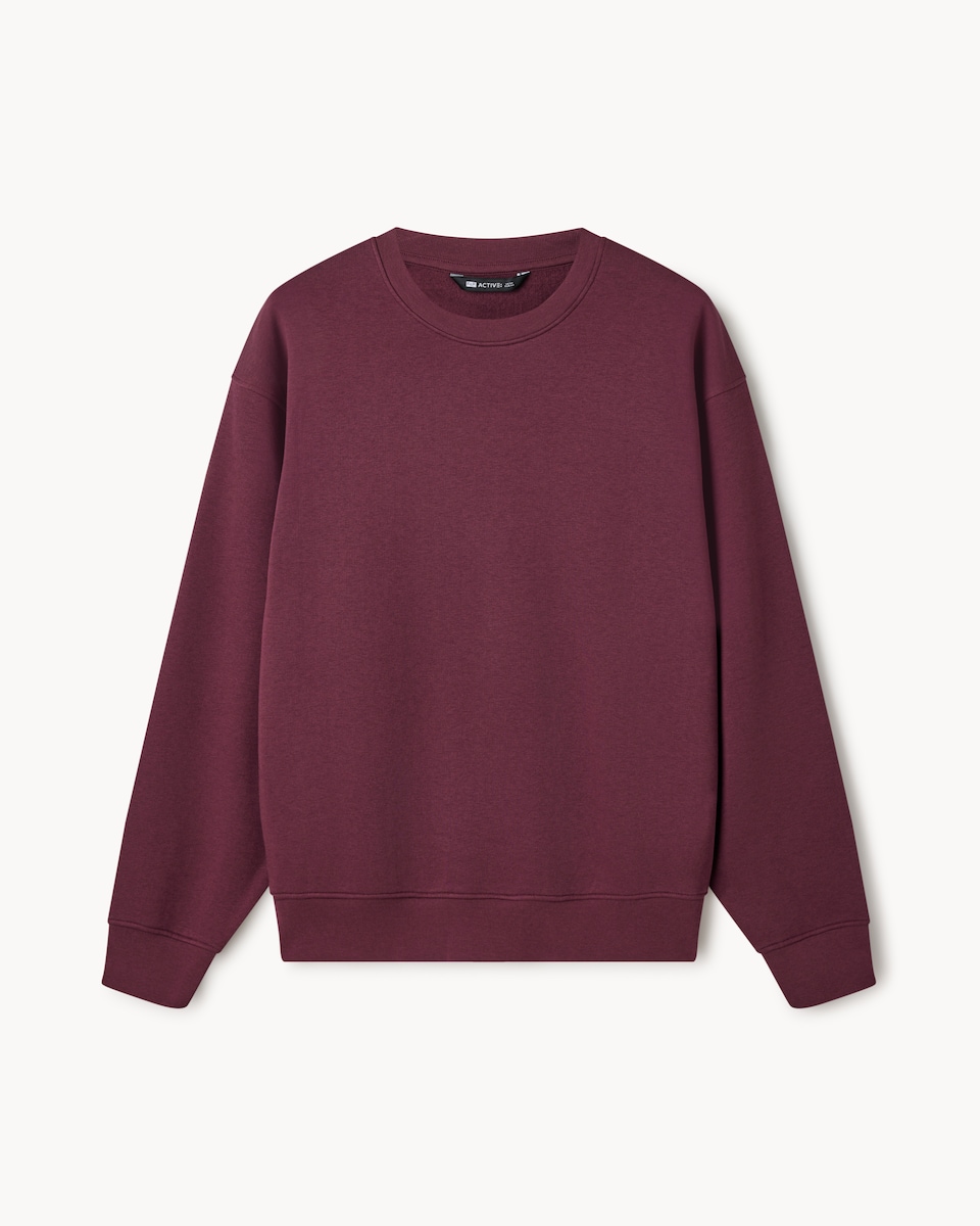 image 1 of F&F Active EVERYHOUR Cotton Rich Crew Neck Sweatshirt in Burgundy