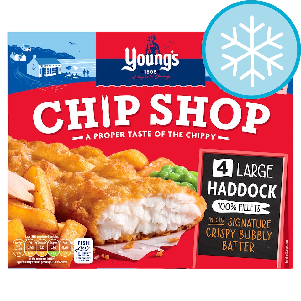 Youngs Chip Shop 4 Haddock Fillets 440G