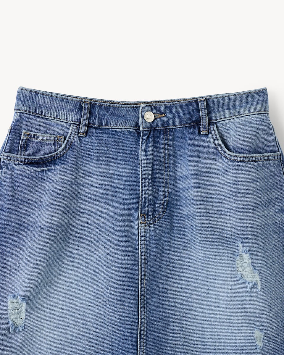 image 1 of F&F Pure Cotton Denim Mini Skirt in Navy