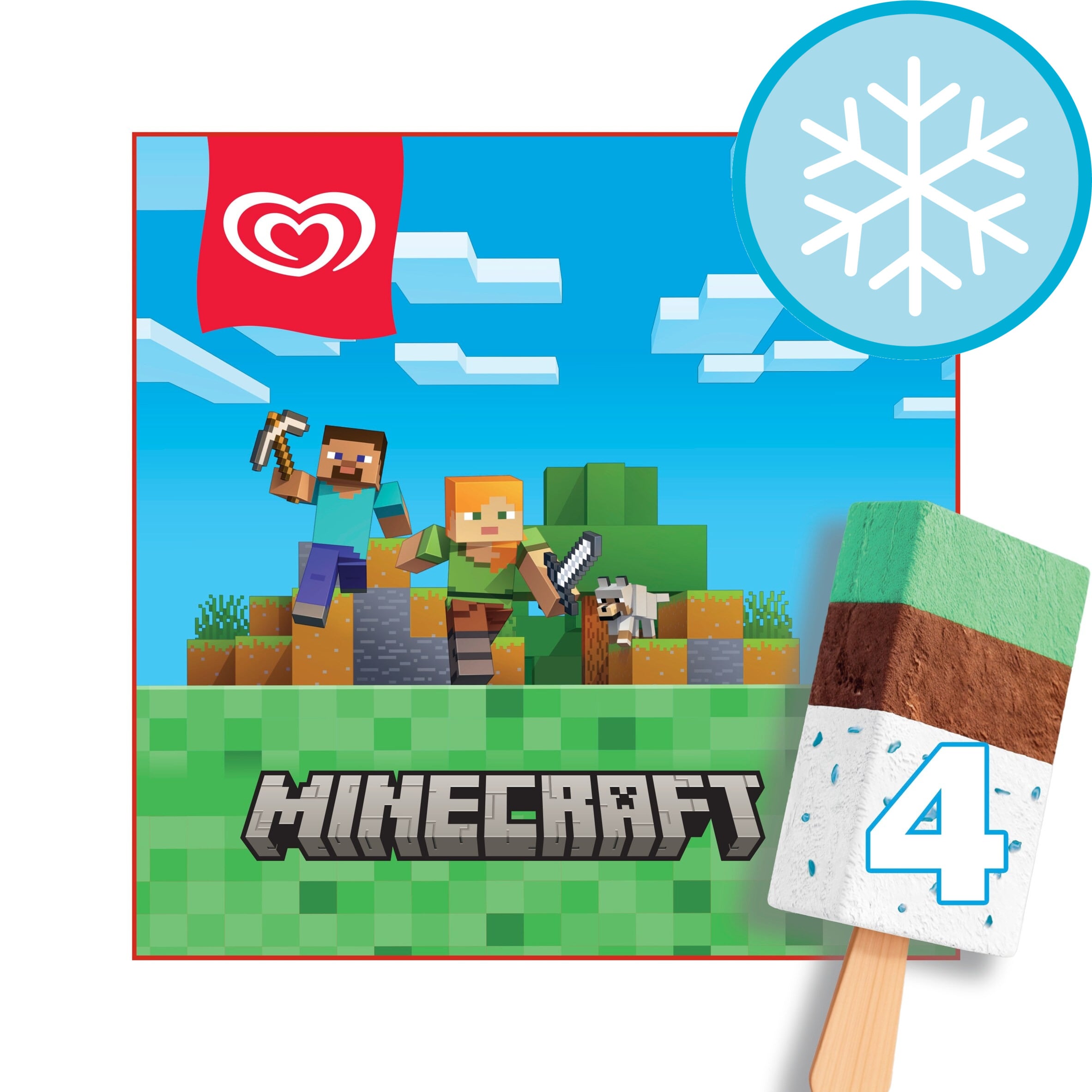 Wall's Minecraft Vanilla & Chocolate Ice Cream Sticks 4 x 75ml