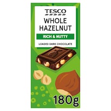 Tesco Whole Hazelnut Loaded Dark Chocolate 180g