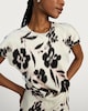 image 2 of F&F Satin Blurred Floral Print Midi Dress in Multi Black White