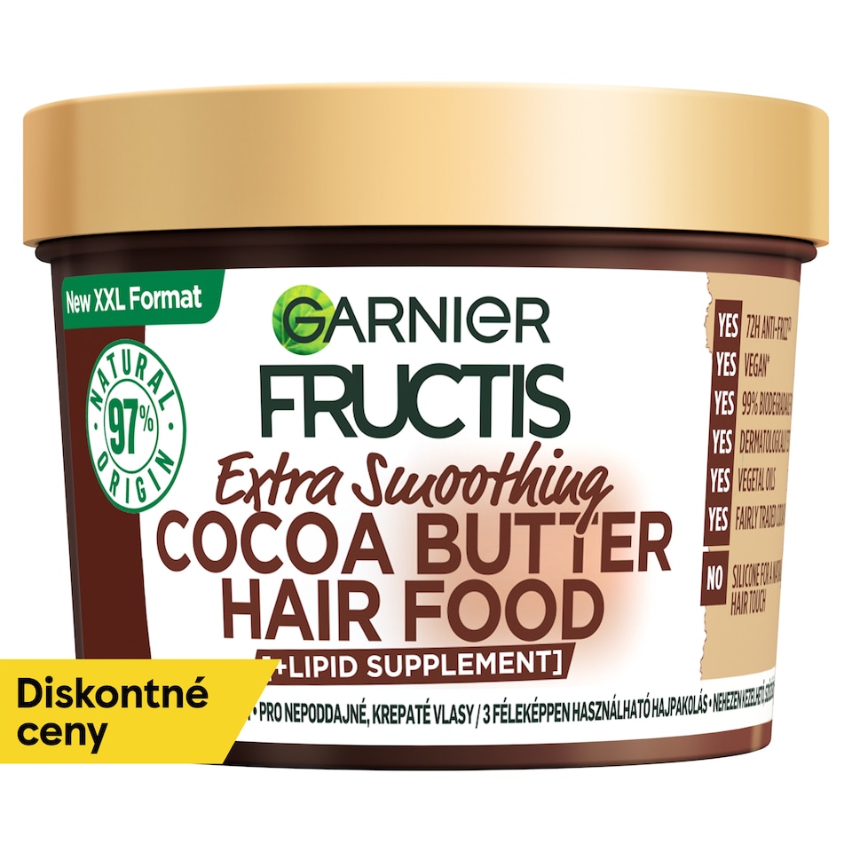Fructis Hair Food Extra Smoothing Cocoa Butter mask for unruly, frizzy hair, 400 ml