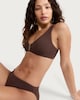 image 1 of F&F Textured V Bar Bikini Top in Chocolate