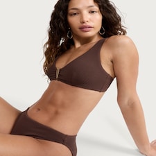 F&F Textured V Bar Bikini Top in Chocolate