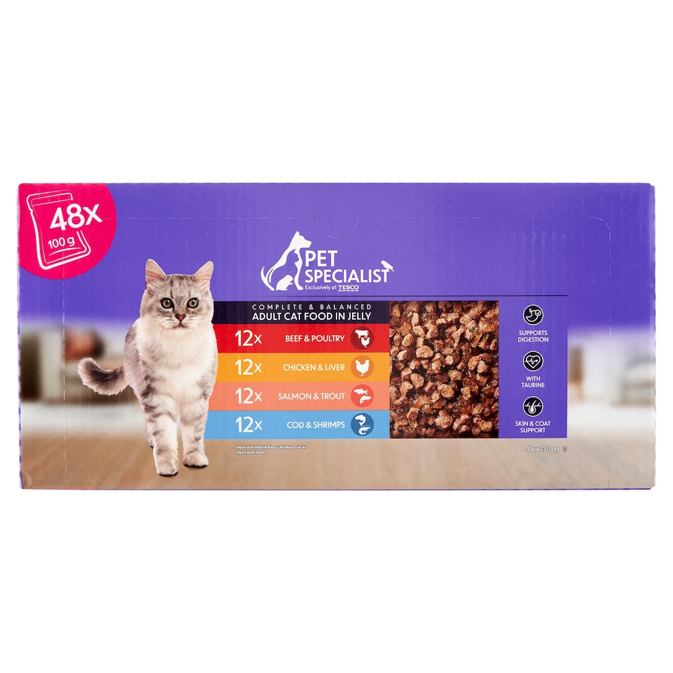Pet Specialist Kompletné krmivo pre dospelé mačky v želé 48 x 100 g (4800 g)