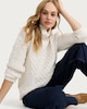 image 1 of F&F Cable Knit Roll Neck Slouchy Jumper in Neutral