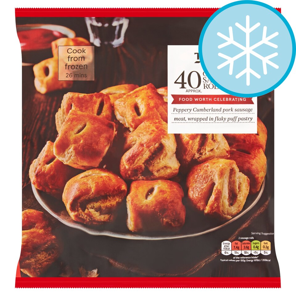 Tesco 40 Cumberland Sausage Rolls 800G
