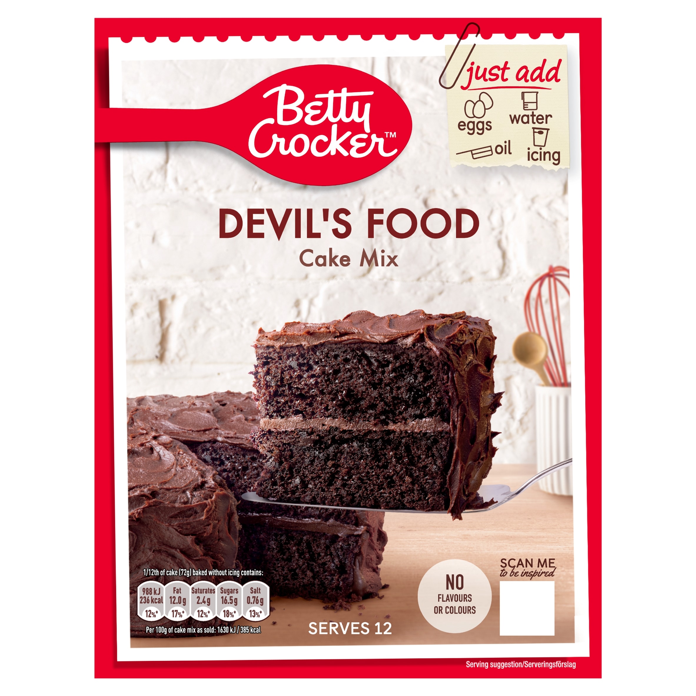Betty Crocker Devils Food Chocolate Cake Mix 425G