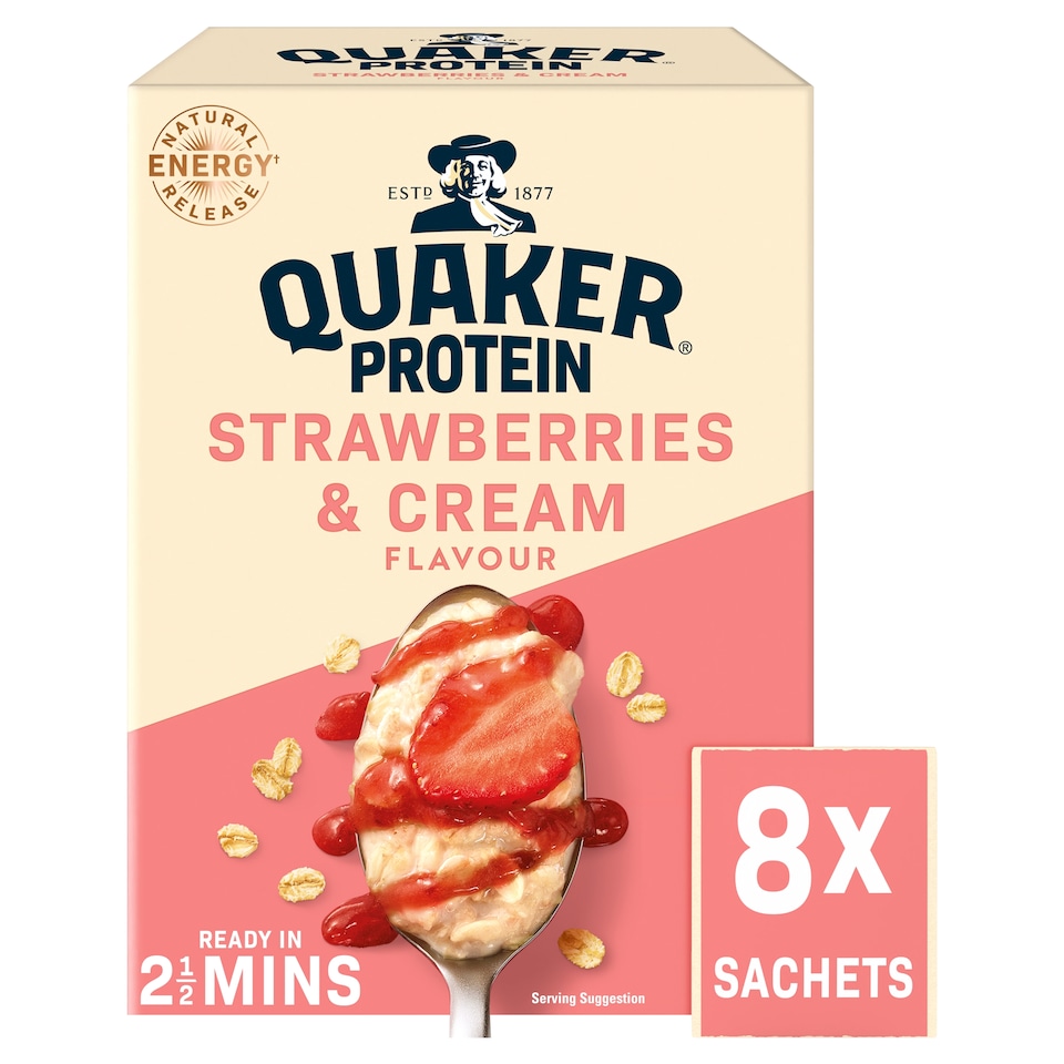 image 1 of Quaker Protein Porridge Sachets - Strawberries & Cream 8x42g