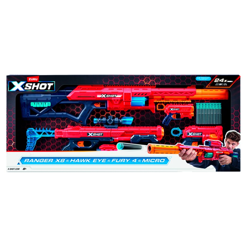 Zuru X-Shot Excel Combo Pack Ranger X8 & Hawk Eye & Fury 4 & Micro pištoľ