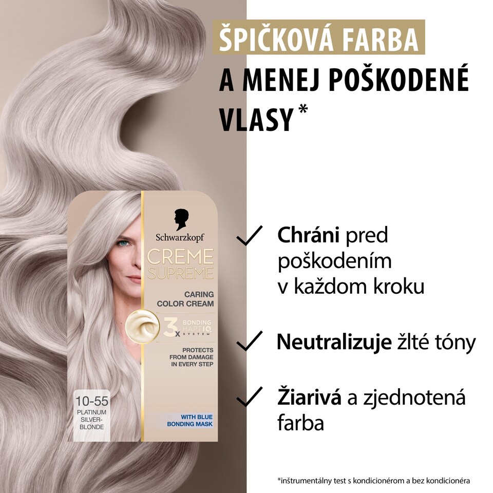 image 1 of Schwarzkopf Creme Supreme Hair Color 10-55 Cool Silverblond
