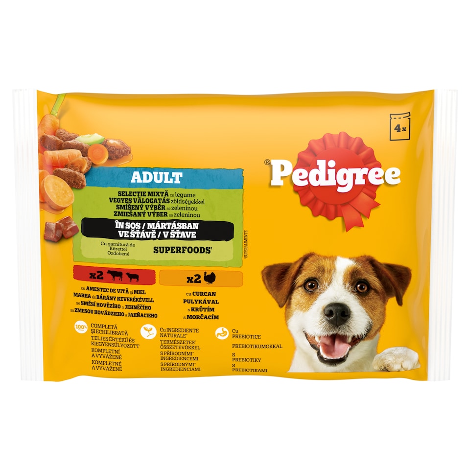 Pedigree Adult zmiešaný výber so zeleninou v šťave 4 x 100 g (400 g)