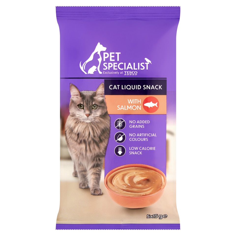 Pet Specialist folyékony jutalomfalat lazaccal felnőtt macskák számára 5 x 15 g (75 g)