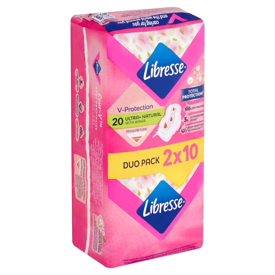 Libresse Ultra+ Natural szárnyas egészségügyi betét 2 x 10 db  1. kép