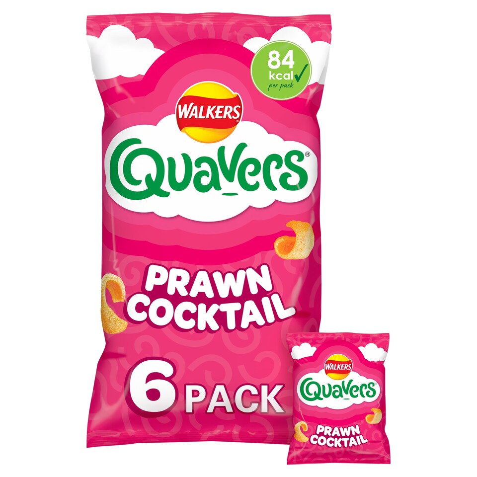 image 1 of Walkers Quavers Prawn Cocktail Multipack Crisps 6x16g