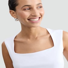 F&F Polyamide Square Neck Sleeveless Top in White