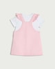 image 2 of F&F Baby 2-Piece Pure Cotton Denim Embroidered Pinafore Dress and Bodysuit Set in Pink