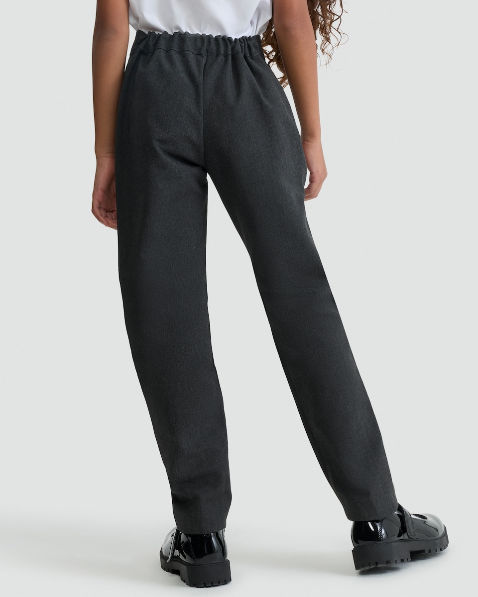 image 1 of F&F School Girls 2-Pack Regular Fit Longer Length Trousers in Grey