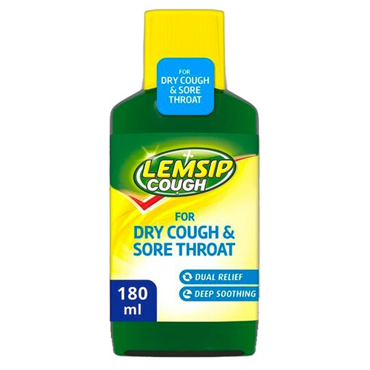 Lemsip Dry Cough And Sore Throat Liquid 180Ml Tesco Groceries