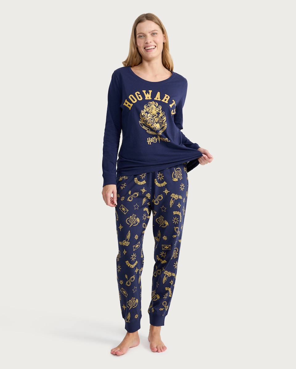 image 1 of Harry Potter Hogwarts Matching Family Christmas Pyjama Set in Navy