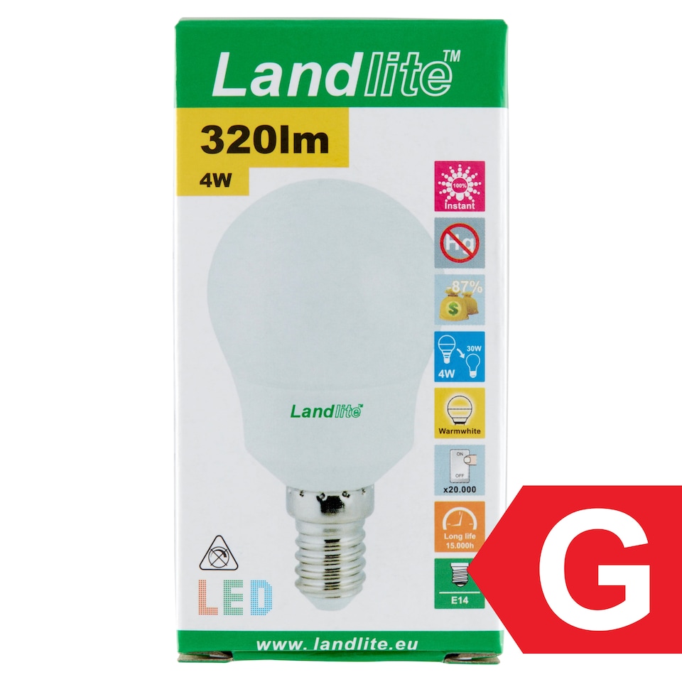 image 1 of Landlite G45 320 lm 4 W E14 3000K LED Lamp