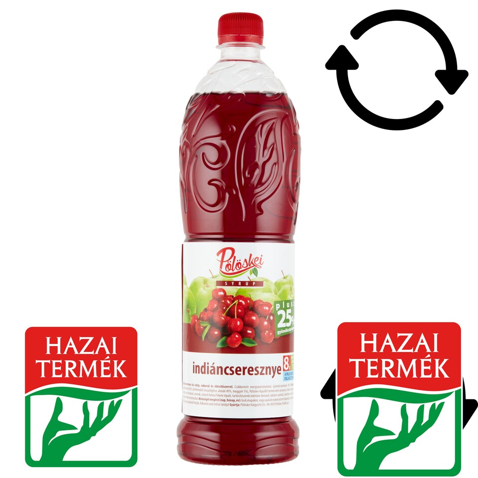 Pölöskei Indian Cherry Flavored Syrup with Sugar and Sweetener 1 l