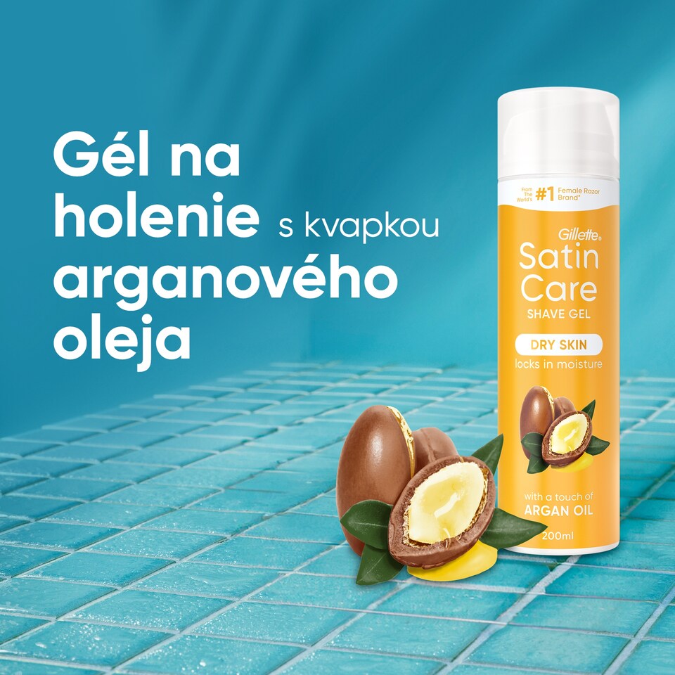 obrázok 1 z Gillette Satin Care Gél na Holenie pre Ženy s Dotykom Arganového Oleja na Suchú Pokožku