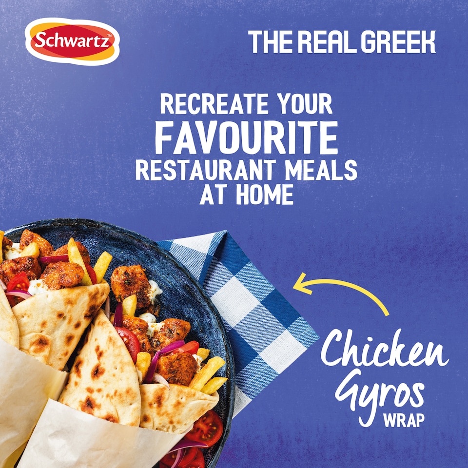image 1 of Schwartz The Real greek Chicken gyros Wrap Recipe Mix 20g