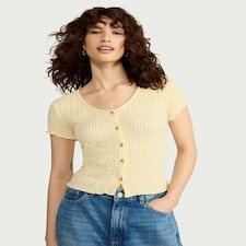 F&F Textured Button Front Top in Yellow