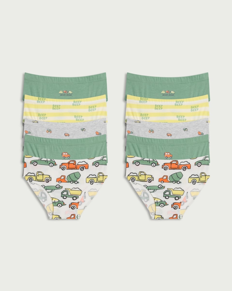 image 1 of F&F Boys 10-Pack Pure Cotton Vehicle Print Briefs in Multi