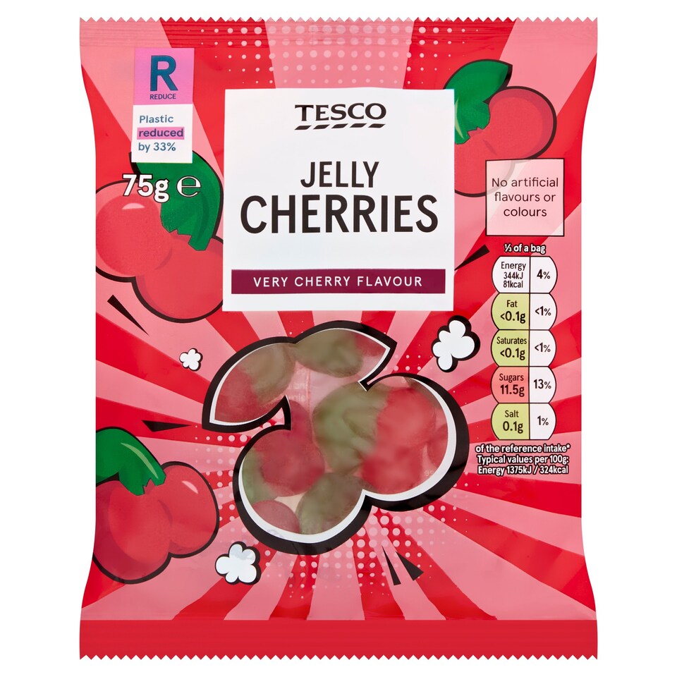Tesco Jelly Cherries 75G Tesco Groceries