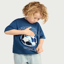 F&F Boys Pure Cotton Football Goals T-Shirt in Navy