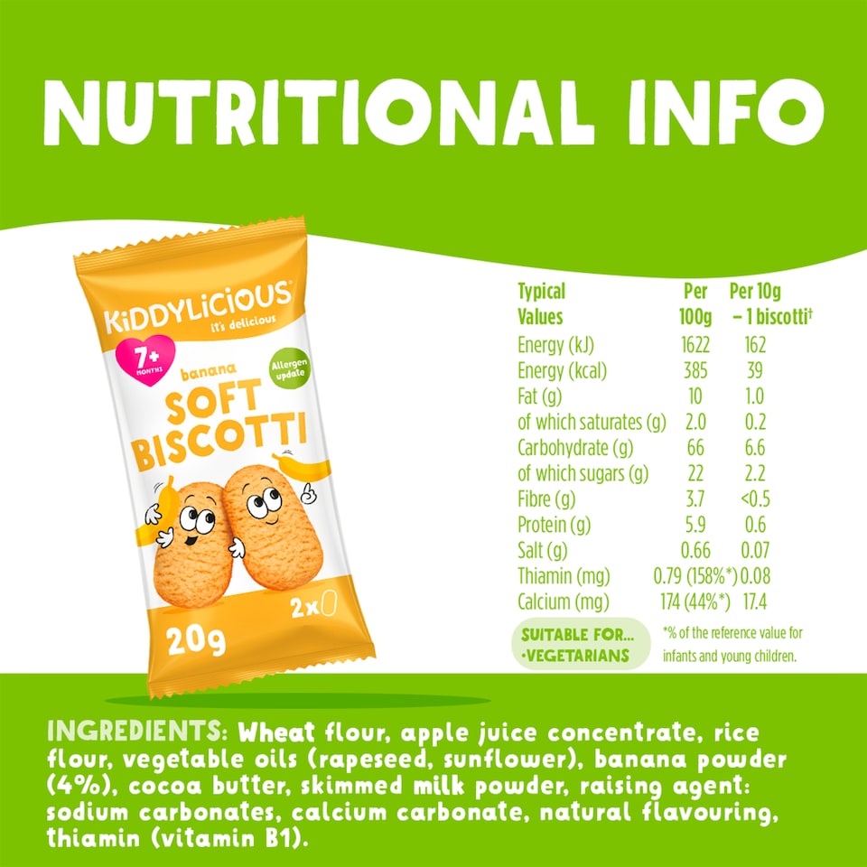 image 1 of Kiddylicious Banana Soft Biscotti 6X20g