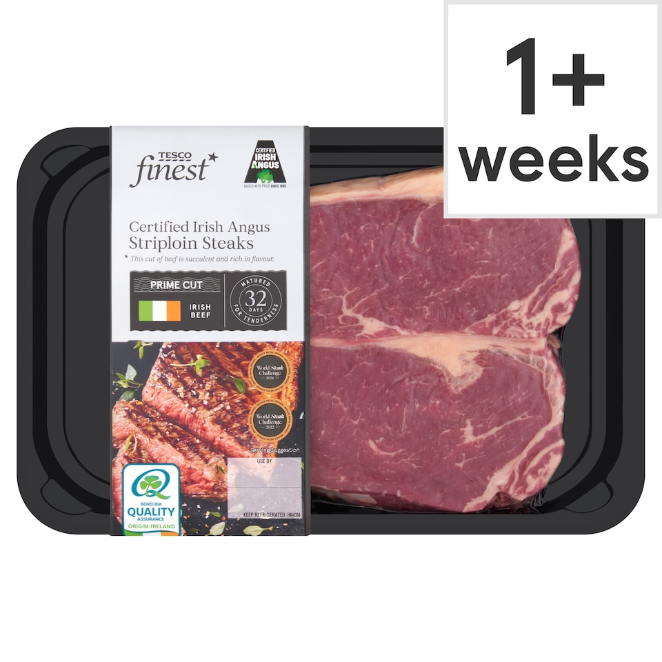 Tesco Finest Irish Angus Striploin Steak 454G