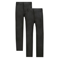 F&F School Boys 2-Pack Regular Fit Trousers in Grey