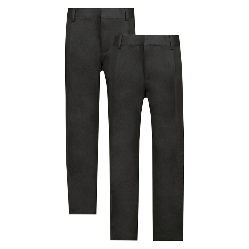 F&F School Boys 2-Pack Regular Fit Trousers in Grey