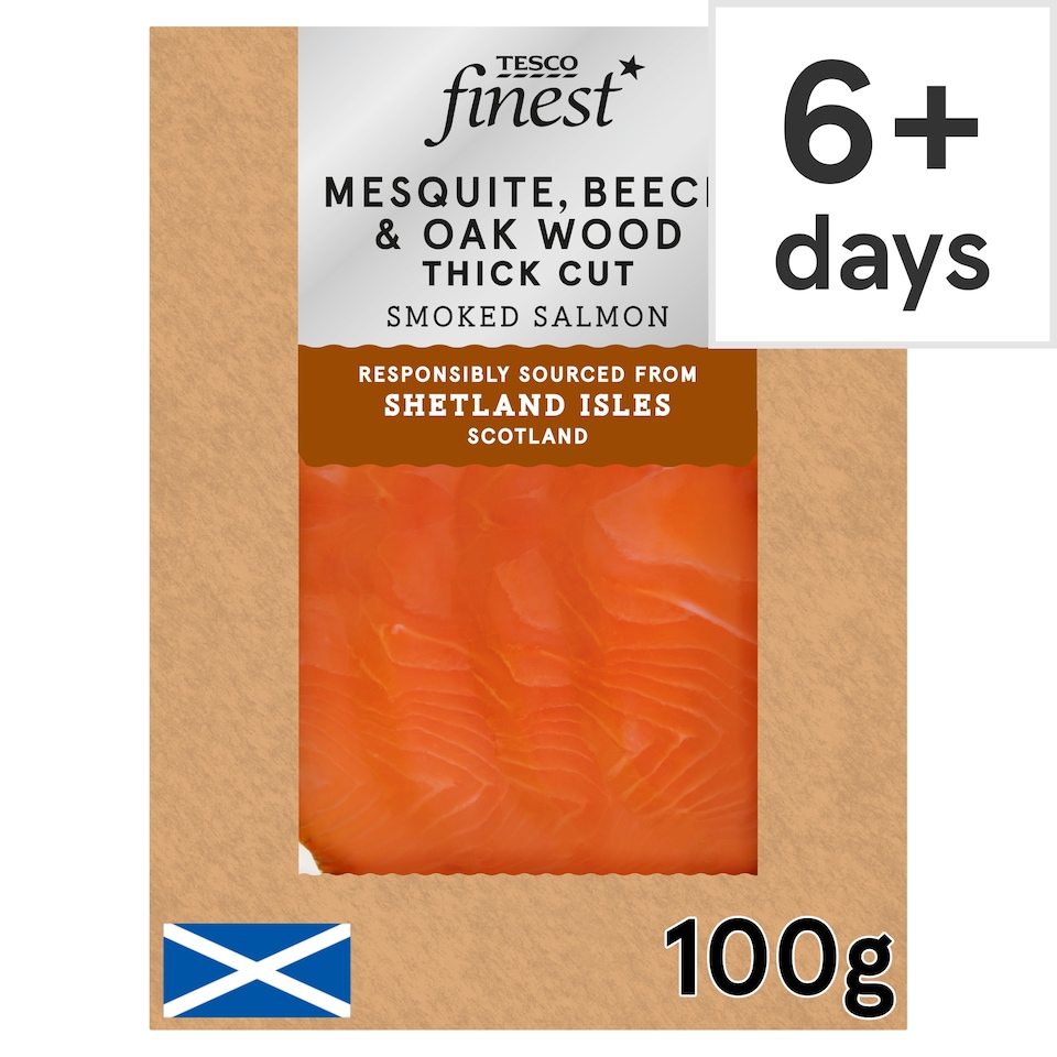 Tesco Finest Mesquite, Beech & Oak Wood Smoked Salmon 100g
