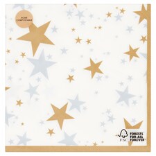 Tesco Gold & Silver Star 33Cm Napkin