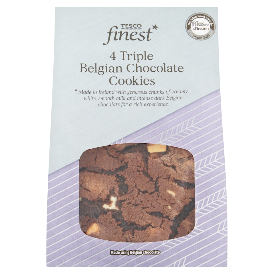 Tesco Finest Triple Belgian Chocolate 4 Pack Cookies