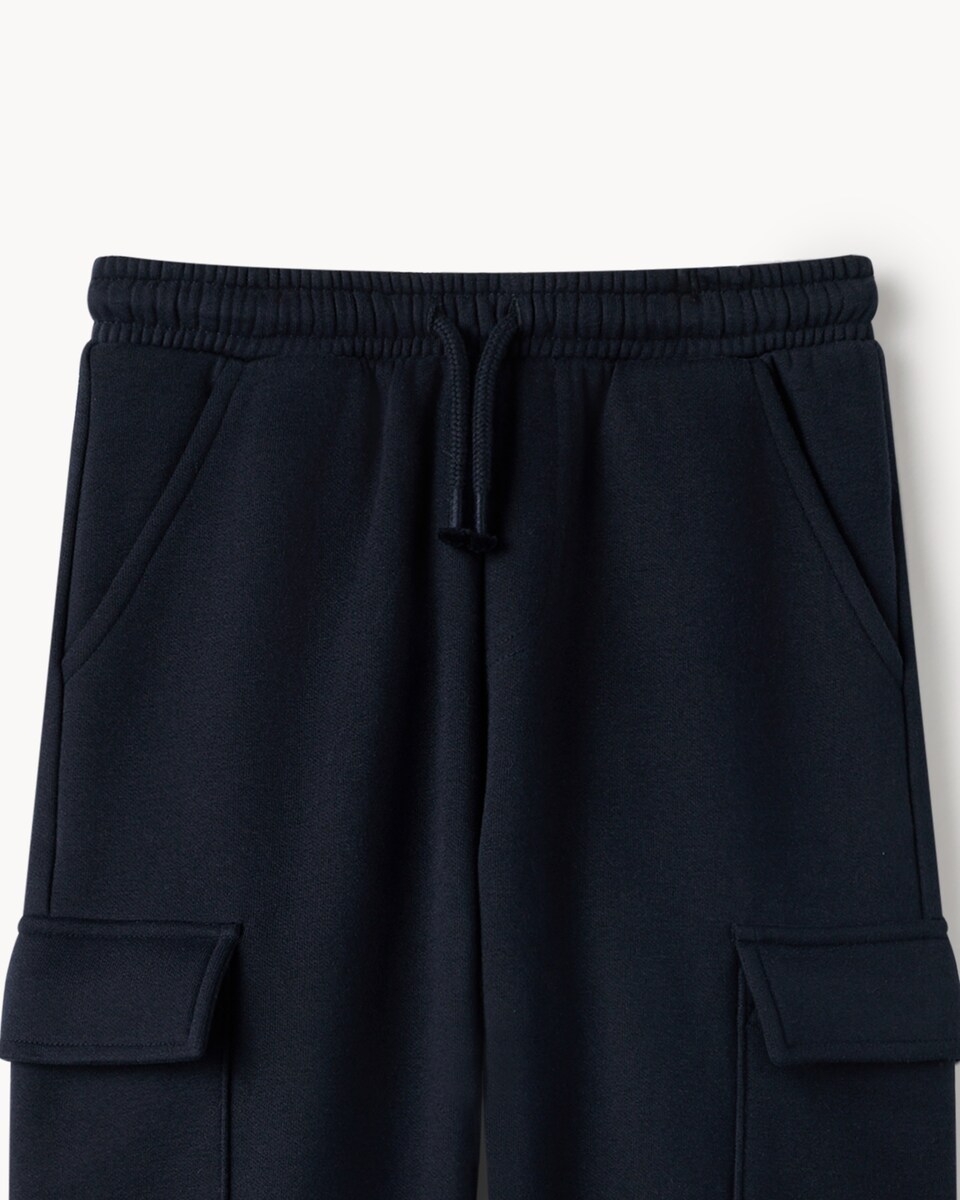 image 1 of F&F Boys Cotton Blend Cargo Joggers in Navy